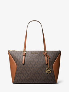 MK Coraline Large Two-Tone Logo Tote Bag - Brown