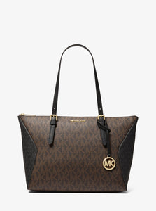 MK Coraline Large Two-Tone Logo Tote Bag - Brown/Black