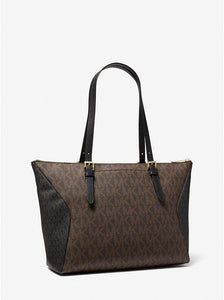 MK Coraline Large Two-Tone Logo Tote Bag - Brown/Black