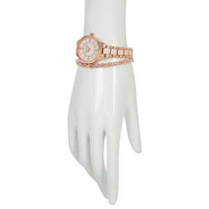 Anne Klein Mother-of-Pearl Dial Watch and Bracelet Set - Rose Goldtone