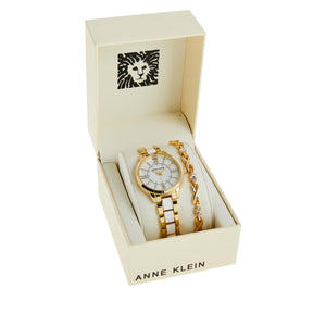 Anne Klein Mother-of-Pearl Dial Watch and Bracelet Set - Rose Goldtone