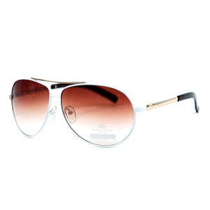 AG Classic Aviator Sunglasses w/ Logo Accent - White/Coffee