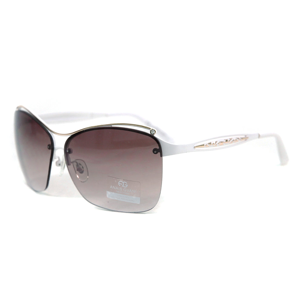 AG Women's Fashion Sunglasses w/ Hint of Rhinestones & Peek-Thru Sides - White/Gold
