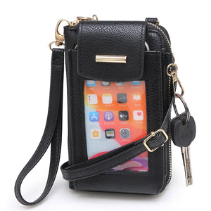 Fashion Crossbody See Thru Window Cell Phone Purse Wallet Wristlet