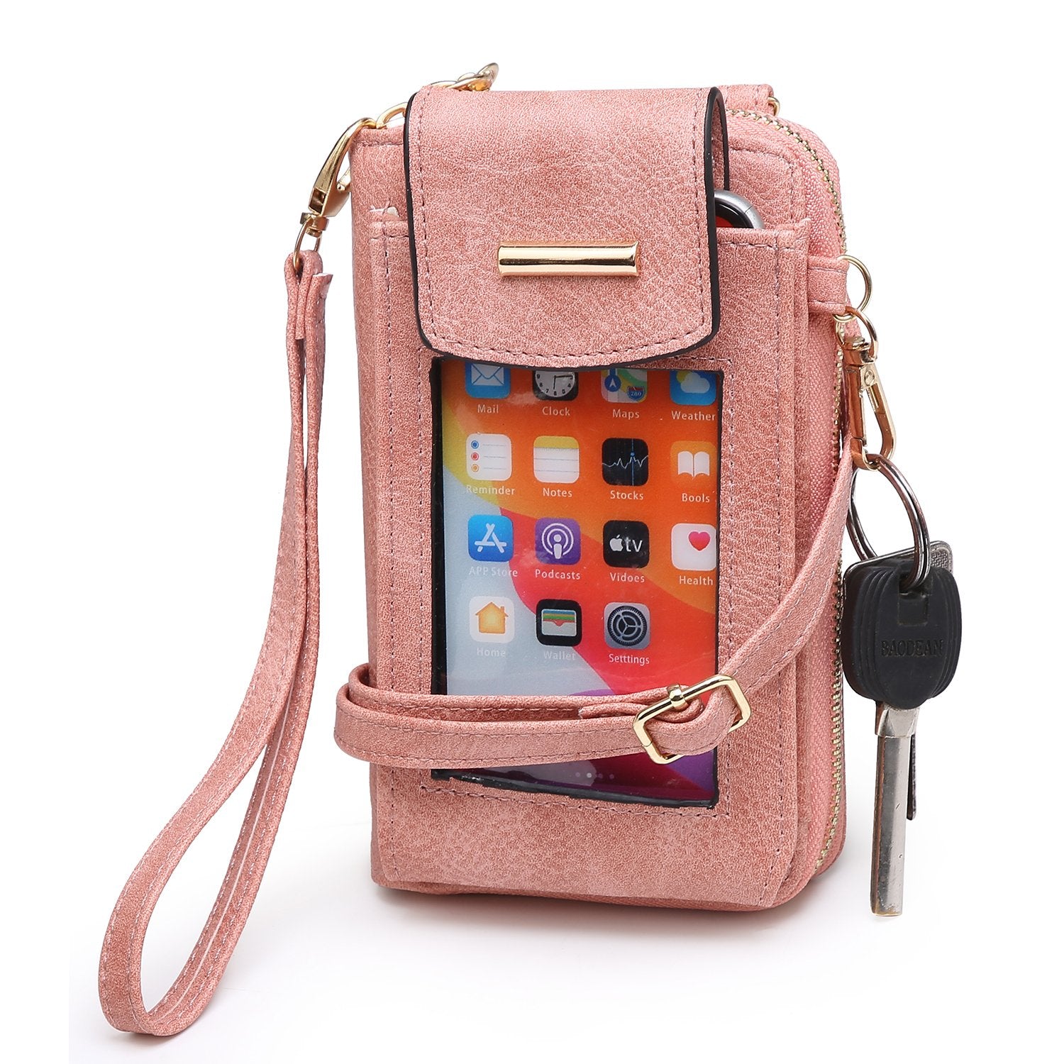 Fashion Crossbody See Thru Window Cell Phone Purse Wallet Wristlet