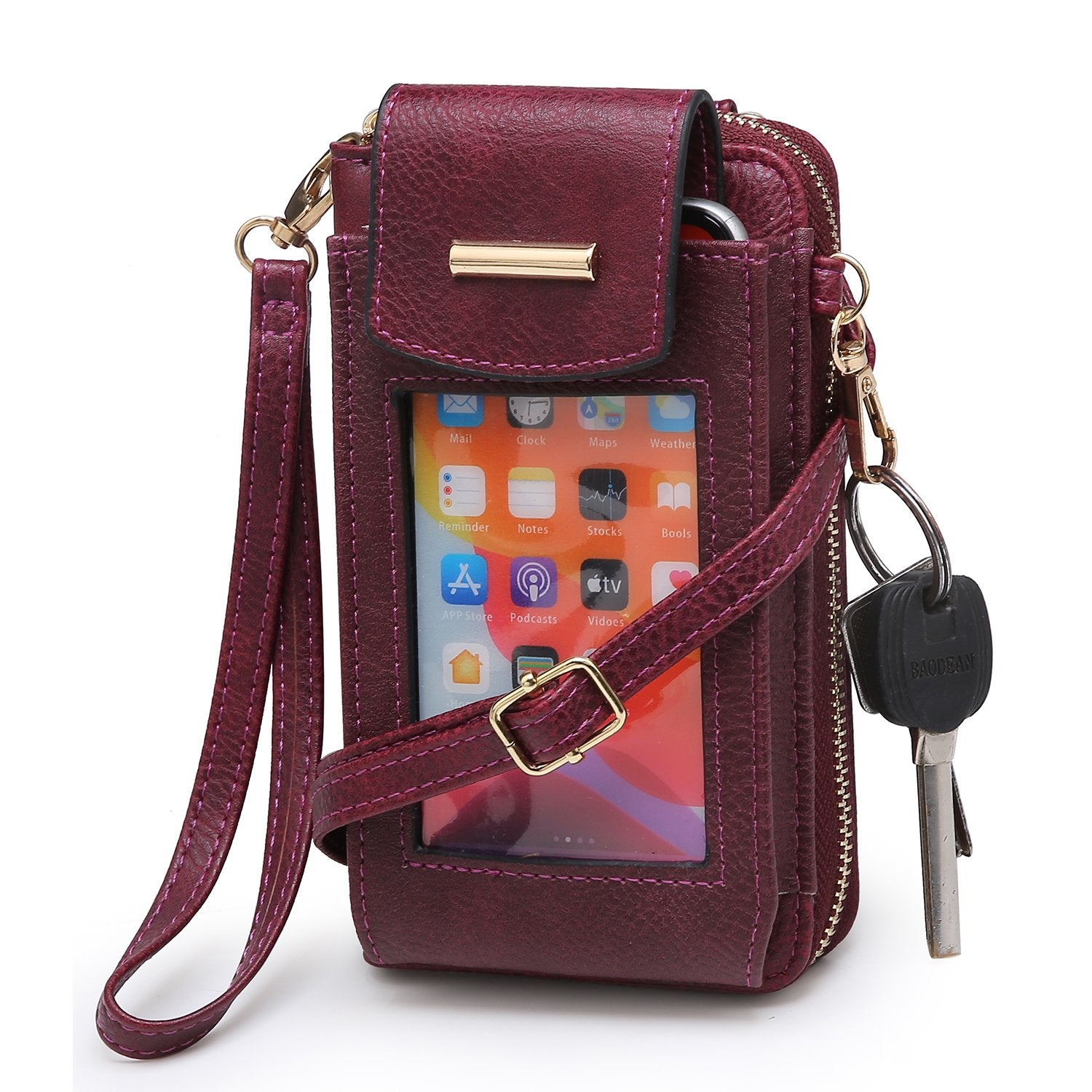 Fashion Crossbody See Thru Window Cell Phone Purse Wallet Wristlet