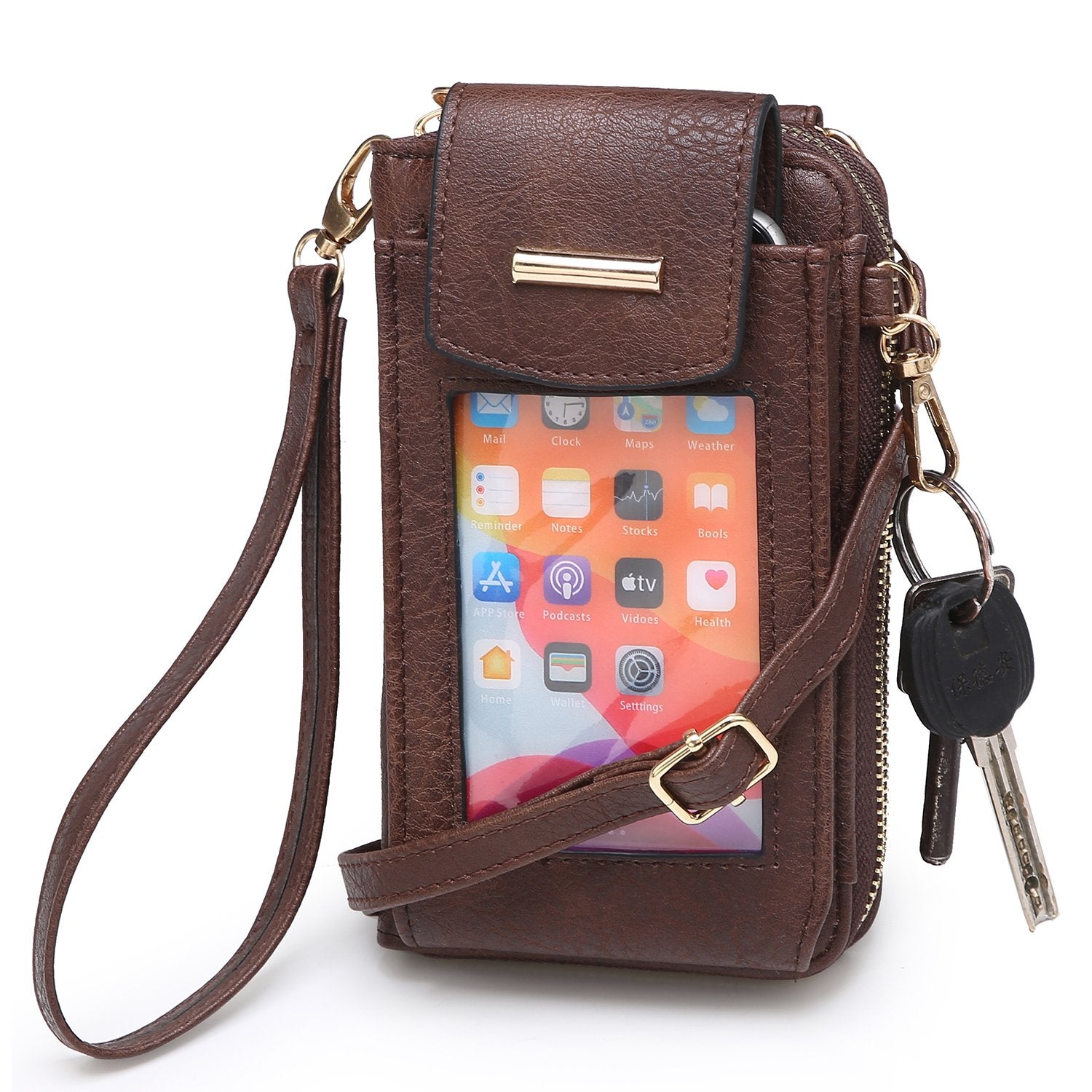 Fashion Crossbody See Thru Window Cell Phone Purse Wallet Wristlet