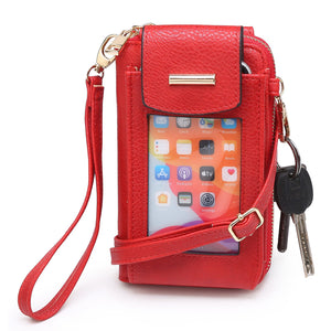 Fashion Crossbody See Thru Window Cell Phone Purse Wallet Wristlet