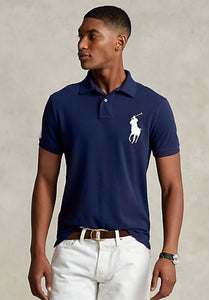 Polo Ralph Lauren Custom Slim Fit Big Pony Mesh Polo Shirt - Medium Newport Navy