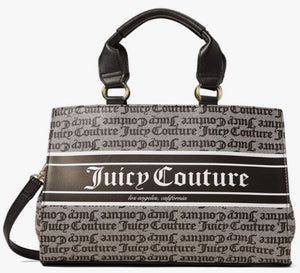 Juicy Couture Billboard Satchel Tote With Detachable Strap - Black White