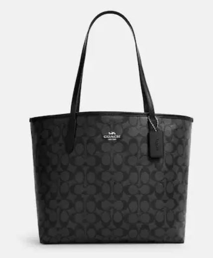 Coach City Tote In Signature Canvas - Silver/Graphite/Black