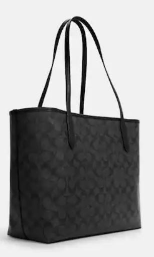 Coach City Tote In Signature Canvas - Silver/Graphite/Black