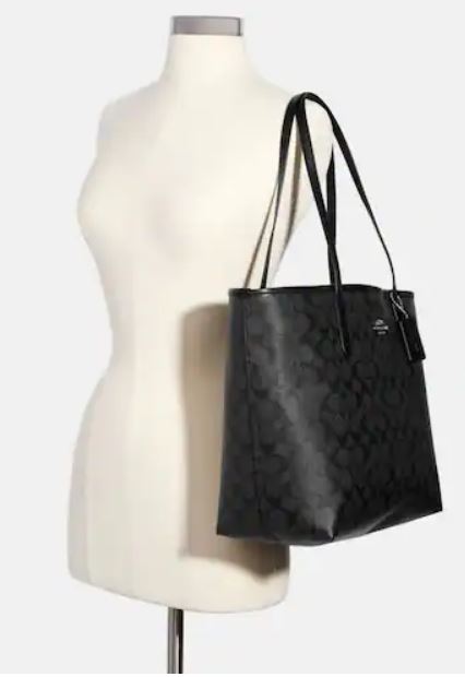 Coach City Tote In Signature Canvas - Silver/Graphite/Black