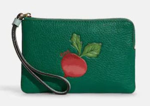 Coach Corner Zip Wristlet With Radish