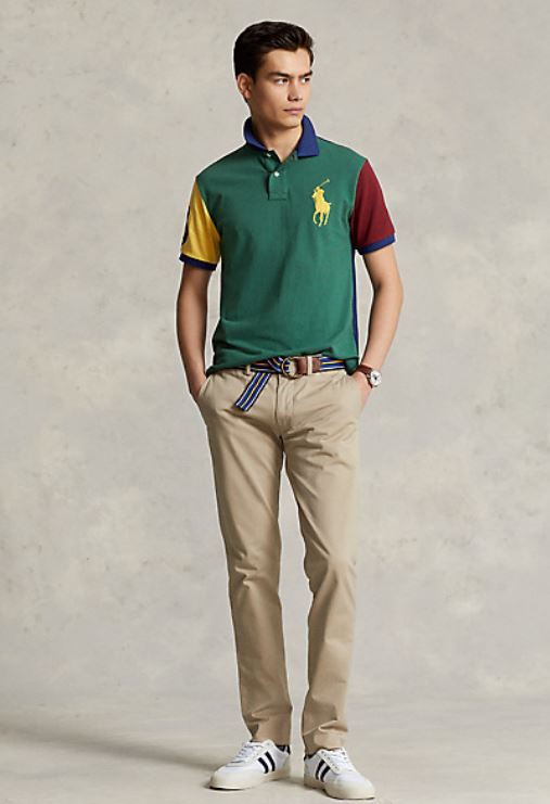 Polo Ralph Lauren Custom Slim Fit Big Pony Mesh Polo Shirt - XXL Verano Green Multi