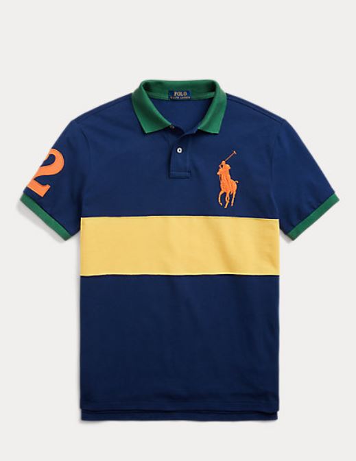Polo Ralph Lauren Custom Slim Fit Big Pony Mesh Polo Shirt - XXL Freshwater Multi