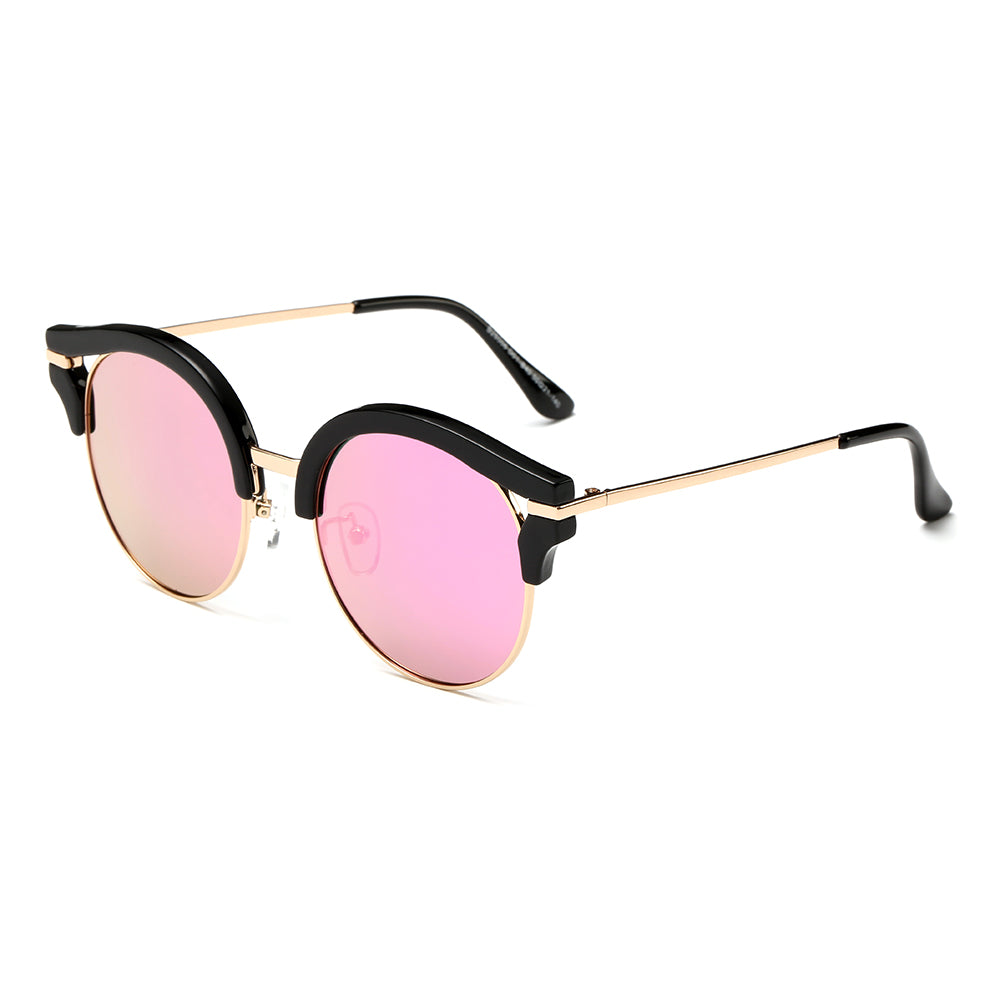 Dasein Polarized Wayfarer Mirrored Unisex Sunglasses with Slim Arms - Black/Rose Gold