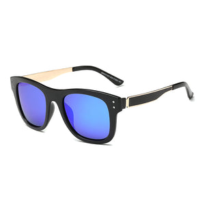 Dasein Square Sunglasses with Thick Metal Arms - Black/Gold