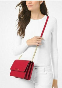 MK Daniela Large Saffiano Leather Crossbody Bag - Crimson