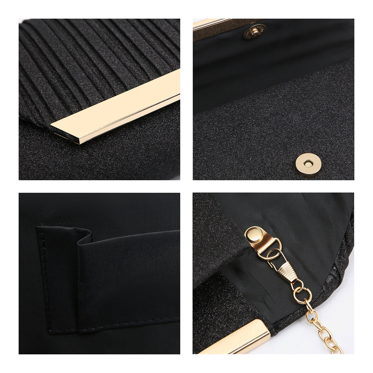 Dasein Evening Clutch with Removable Chain Strap