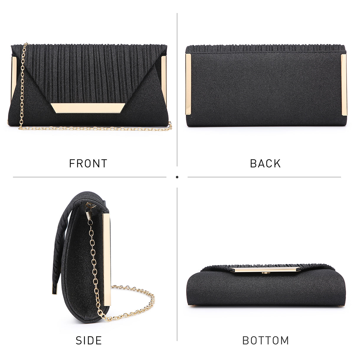 Dasein Evening Clutch with Removable Chain Strap