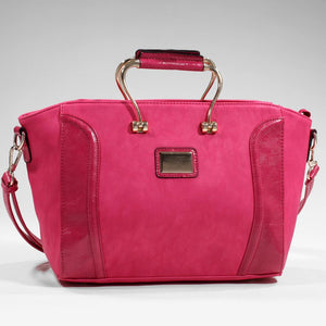 Gold-Tone Accent Satchel with Shoulder Strap - FUCHSIA - GFM US