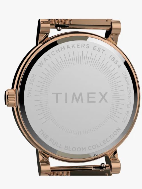 Timex Full Bloom Mesh Strap Watch, 38mm - Rose Gold/ Blush Floral