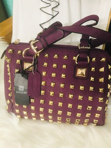 Dasein Front Studded Crossbody Satchel Bag - Purple