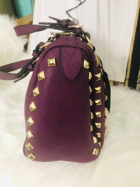 Dasein Front Studded Crossbody Satchel Bag - Purple