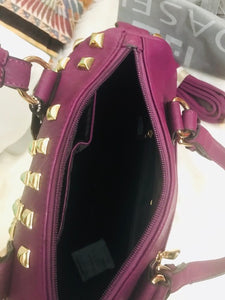 Dasein Front Studded Crossbody Satchel Bag - Purple