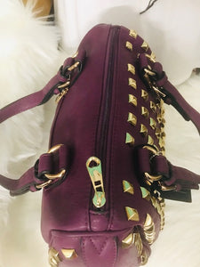 Dasein Front Studded Crossbody Satchel Bag - Purple