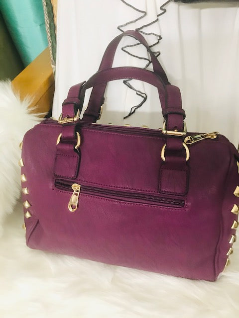 Dasein Front Studded Crossbody Satchel Bag - Purple