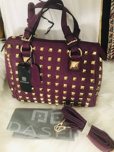 Dasein Front Studded Crossbody Satchel Bag - Purple