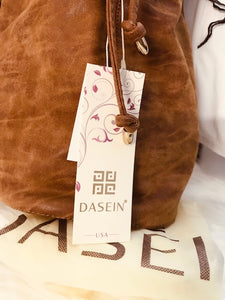 Dasein Distressed Faux Leather Drawstring Bucket Bag