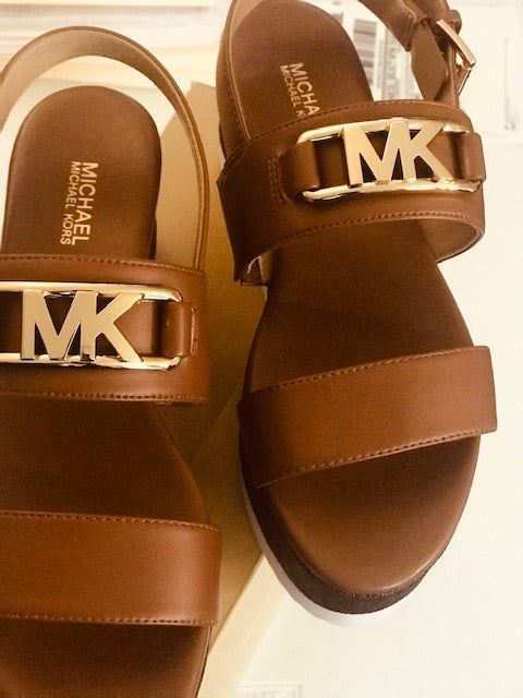 MK Camila Faux Leather Flatform Sandal - Brown