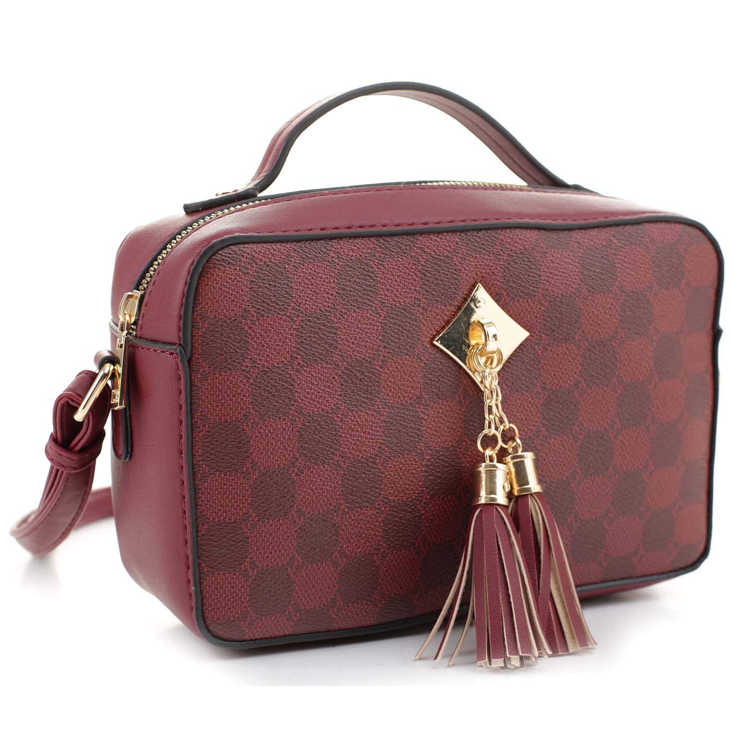 Fashion Monogram Tassel Boxy Crossbody Bag