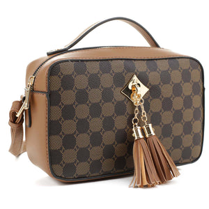 Fashion Monogram Tassel Boxy Crossbody Bag