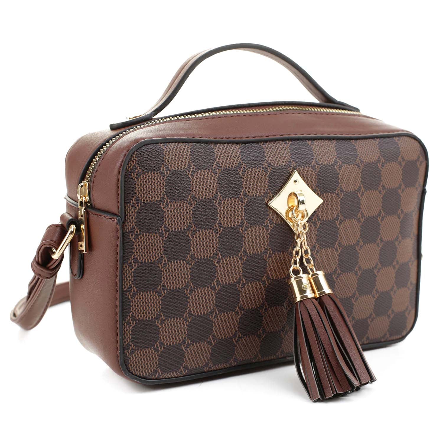 Fashion Monogram Tassel Boxy Crossbody Bag