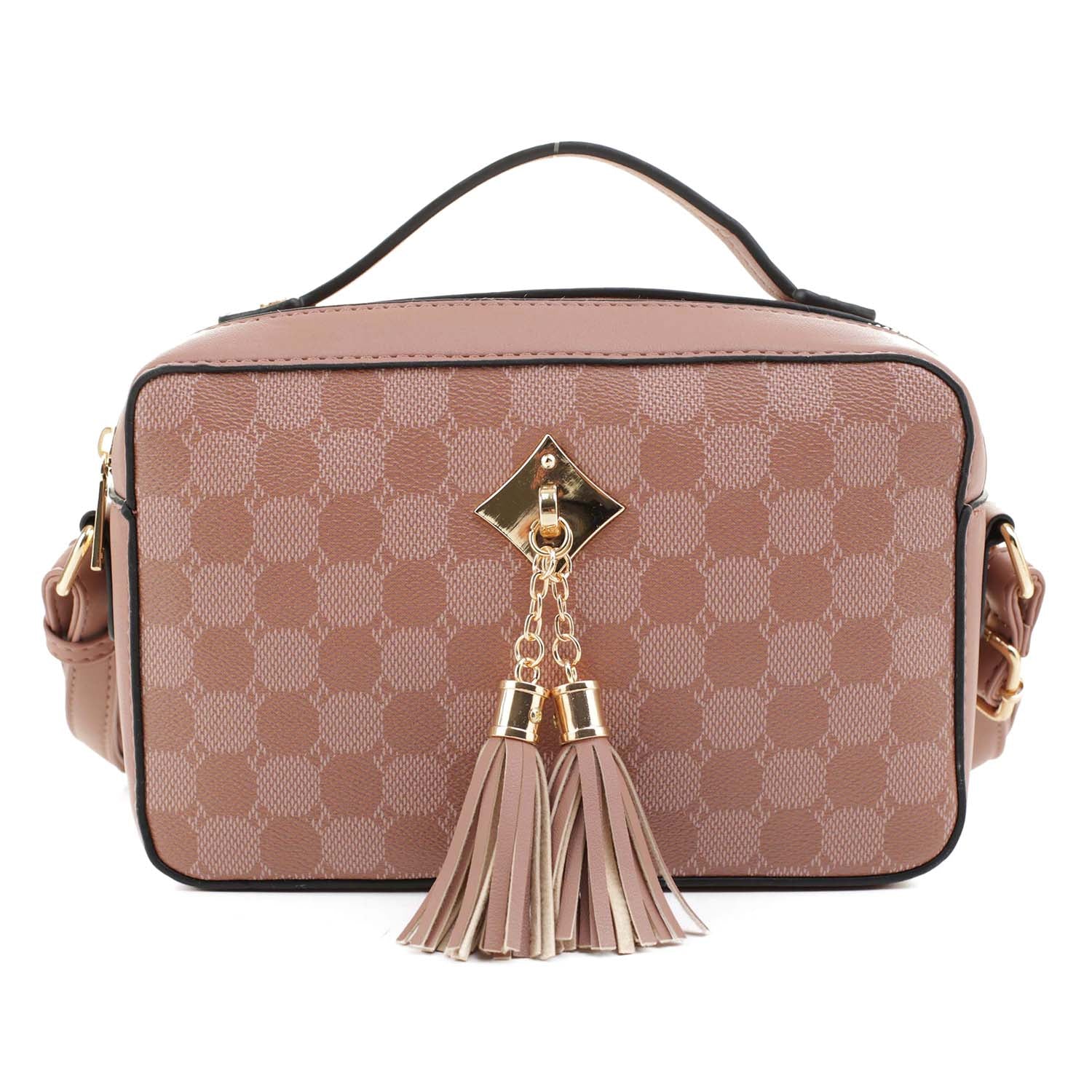 Fashion Monogram Tassel Boxy Crossbody Bag