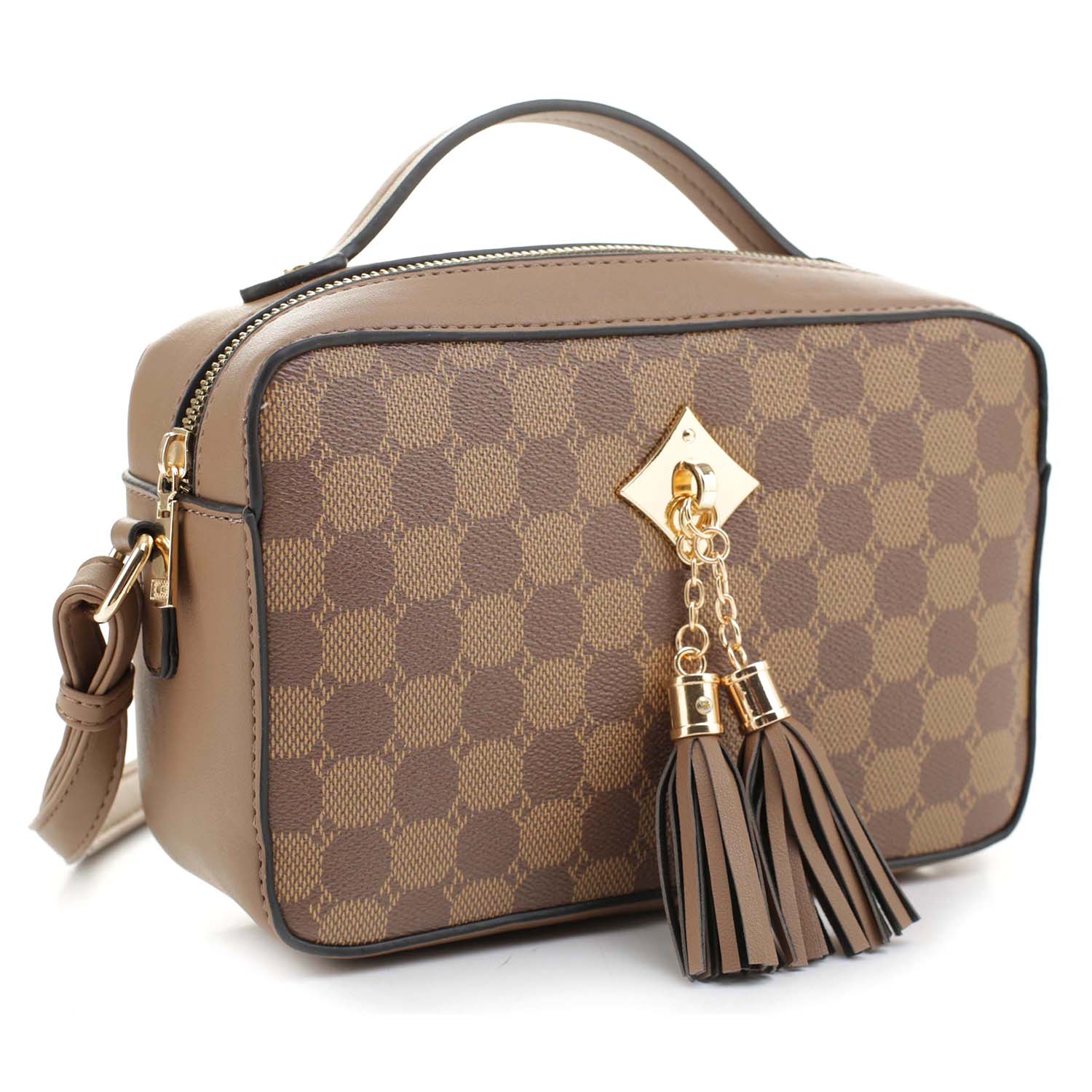 Fashion Monogram Tassel Boxy Crossbody Bag