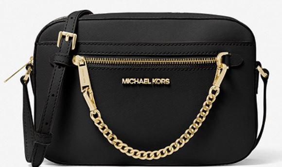 Michael Kors Jet Set Zip Chain Crossbody Bag Large Black/Gold in Saffiano  Leather with Gold-tone - US
