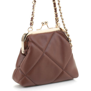 Fashion Quilted Kiss Lock Mini Crossbody Bag