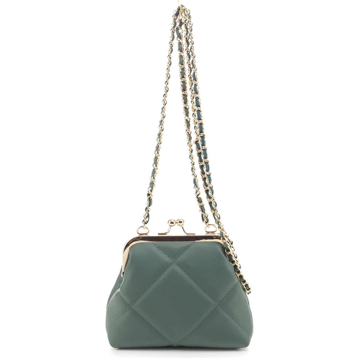 Fashion Quilted Kiss Lock Mini Crossbody Bag