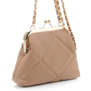 Fashion Quilted Kiss Lock Mini Crossbody Bag