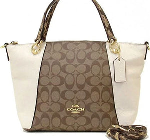 Coach Kacey Satchel In Colorblock Signature Canvas - Khaki Chalk Multi