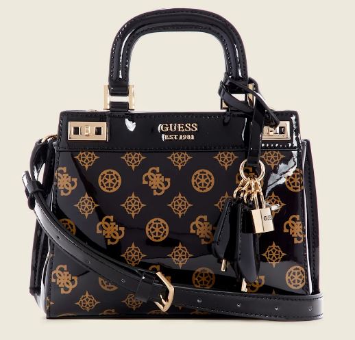 Katey Luxury Peony Black Satchel Bag