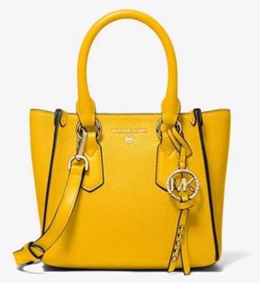 MK Kris Small Pebbled Leather Satchel - Jasmine Yellow