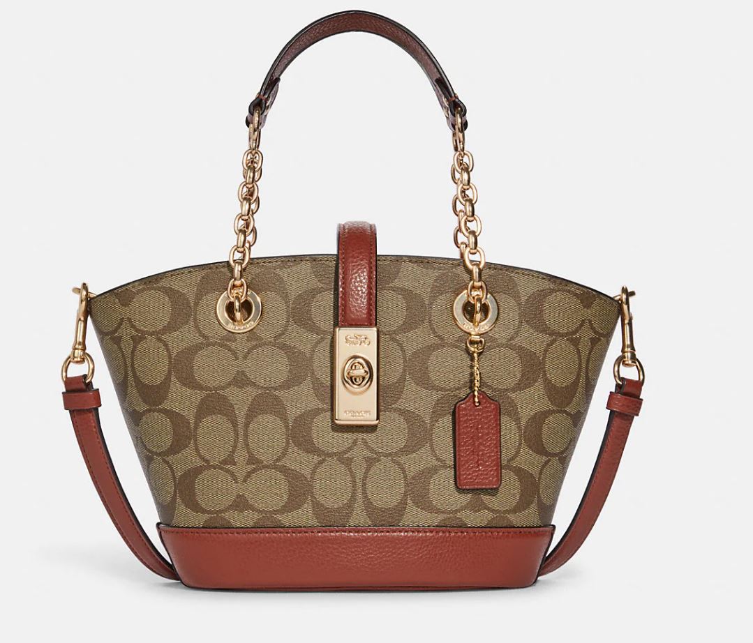 Coach Lane Bucket Bag In Signature Canvas - Gold/Khaki Multi