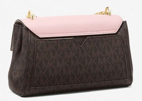 MK Lita Small Two-Tone Logo and Leather Crossbody Bag - Powder Blush