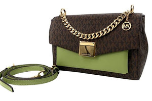 MK Lita Medium Two-Tone Logo Crossbody Bag - Light Sage